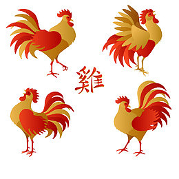 中国风元素雄鸡图