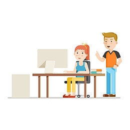 矢量男女同事办公