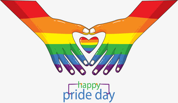 彩虹色双手比心