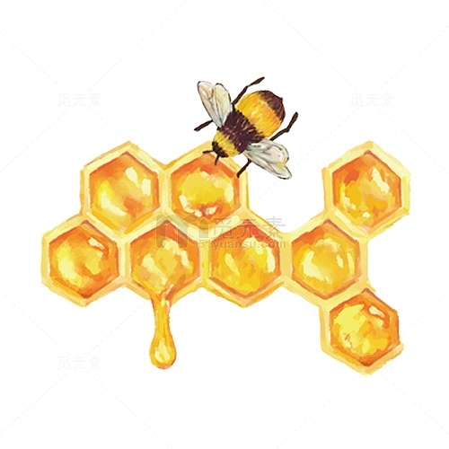 卡通手绘蜜蜂与蜂蜜