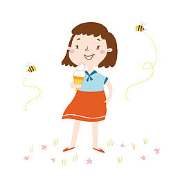 吃冰淇淋的小女孩