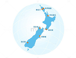 球形新西兰地图
