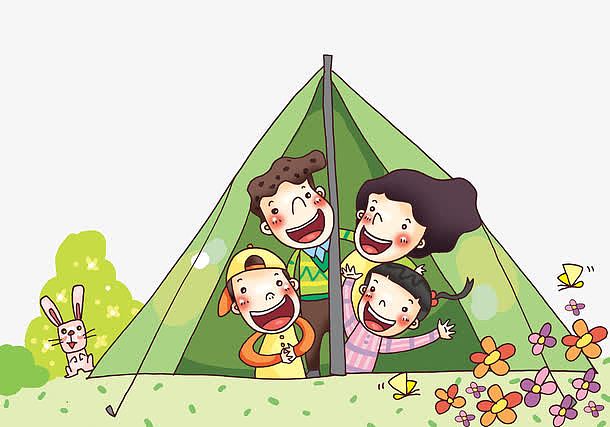 露营的一家人