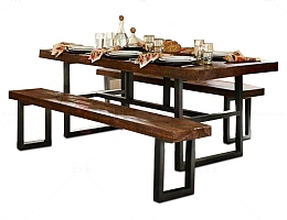 户外长条椅餐桌