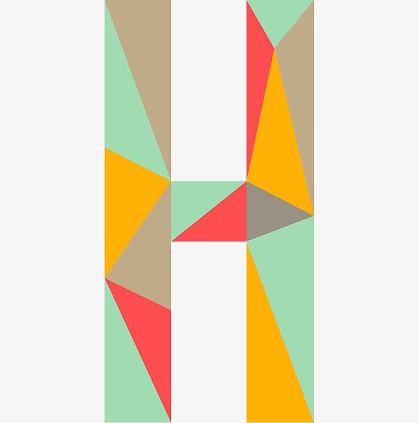 彩色色块拼接英文字母H