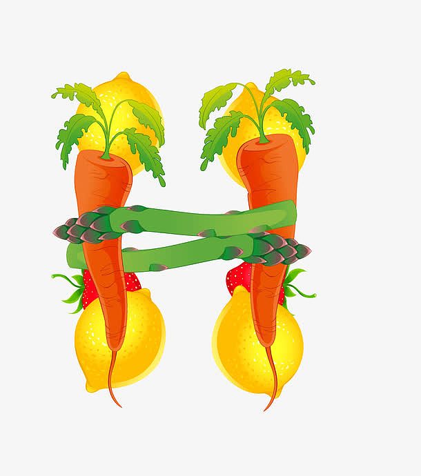 卡通蔬菜字母H