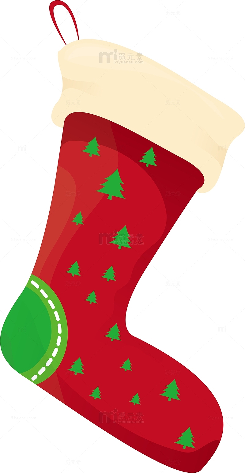红色圣诞树袜子
