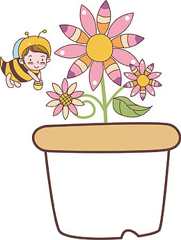 卡通鲜花与蜜蜂
