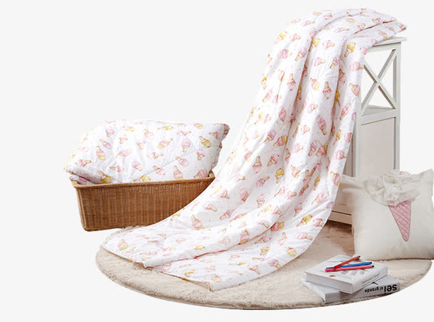 白色碎花夏季被子素材免费下载_觅元素