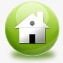 绿色回家房子球形图标集