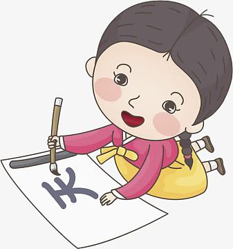 写字的女孩png卡通人物提示板png写作业的女孩png手绘卡通都市女孩