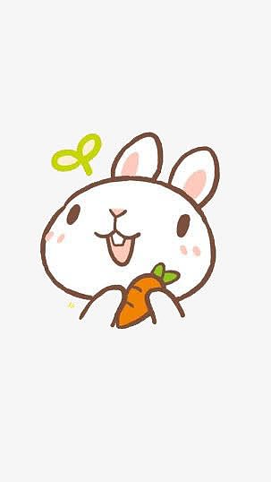 抱着红萝卜的小白兔手绘图