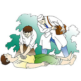 落水施救药箱救人 绿色树木