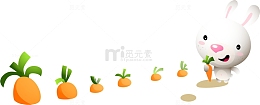 手拿胡萝卜的卡通小兔子