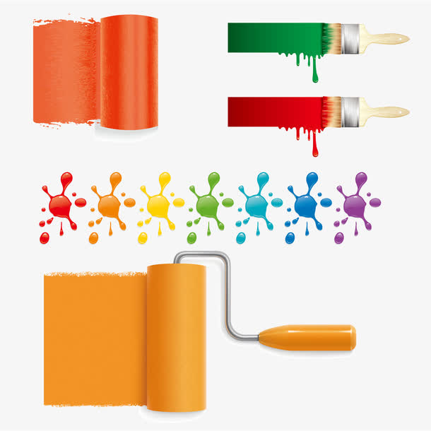各种色彩的油漆及油漆点矢量素材