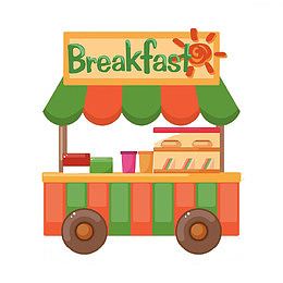 卡通手绘早餐车