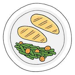水彩食材面包小菜豆子元素矢量图
