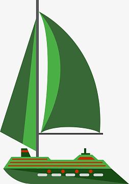 绿色帆船矢量图