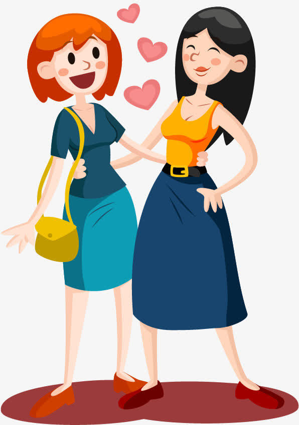 矢量手绘闺蜜免抠素材免费下载_觅元素51yuansu.com