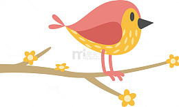 卡通小鸟和树枝