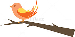 树枝上橙色小鸟