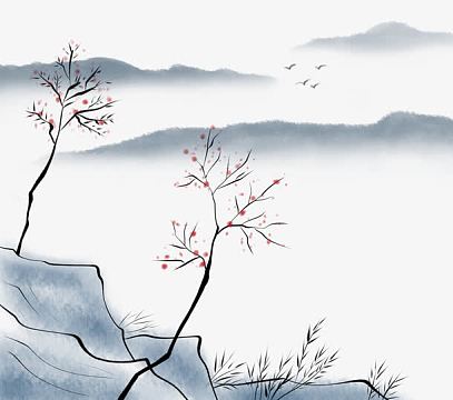 远山山水画水墨画中国风png水墨画 山 海报背景素材psdjpg中国风泼墨