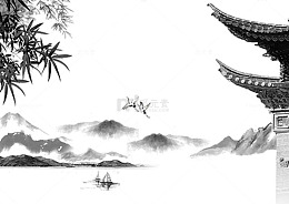 黑白中国风阁楼