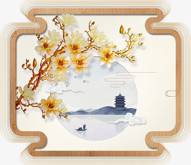 中国风窗框装饰画