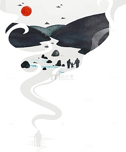 烟雾型山水画背景