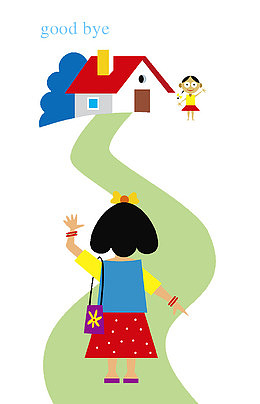 扁平风挥手再见goodbye