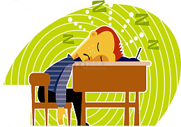 矢量插图乏力睡着的人