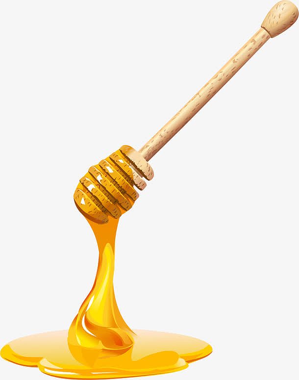 矢量手绘蘸蜂蜜的木棒