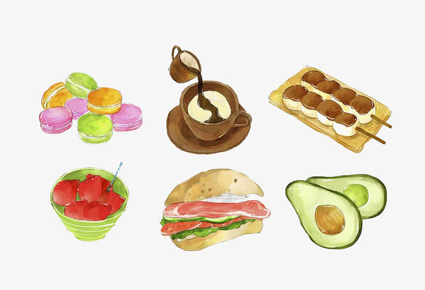 美食水彩画