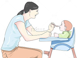插图妈妈喂宝宝吃饭
