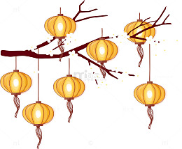 发光的金色灯笼