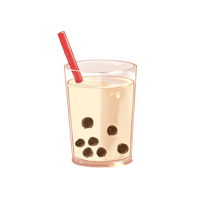 手绘红豆奶茶设计元素