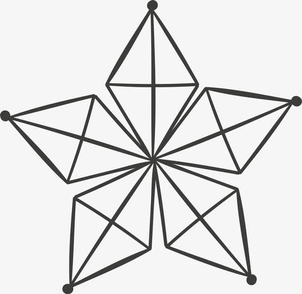 卡通手绘五角星线条
