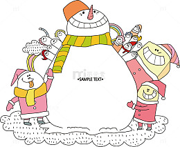 正在堆雪人的孩子们