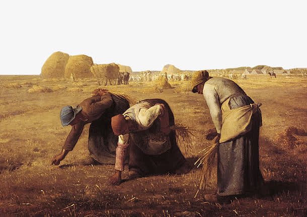 油画装饰画收麦子的农妇们
