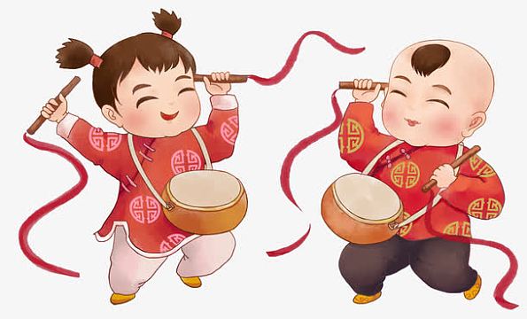 卡通手绘年画娃娃装饰图案