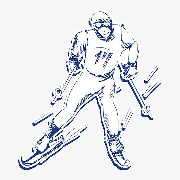 手绘卡通滑雪人物形象