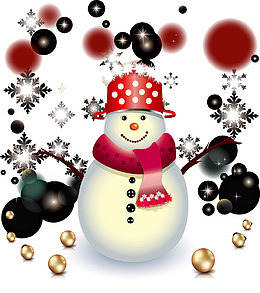 可爱戴礼帽的雪人