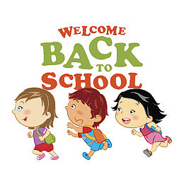 高兴背书包跑向学校的小学生