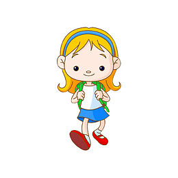 站着背书包上学的小女孩
