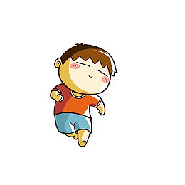 开心慢跑的小男孩
