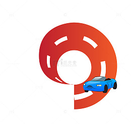 矢量卡通图案红色赛车跑道