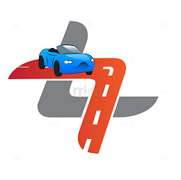 矢量卡通图案红色赛车跑道