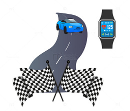 矢量卡通图案赛车道