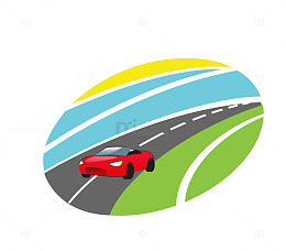 矢量绿色卡通图案赛车道