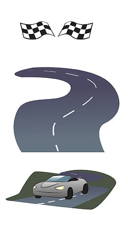 矢量卡通图案赛车道